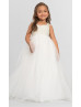 Corded Lace Pleated Chiffon Floor Length Flower Girl Dress